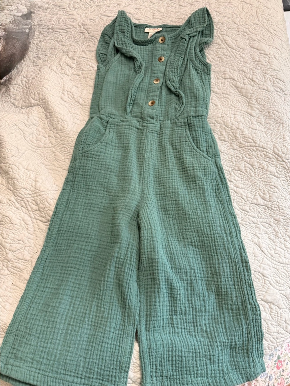 Cat & Jack Teal Gauze Cotton Girls Jumpsuit